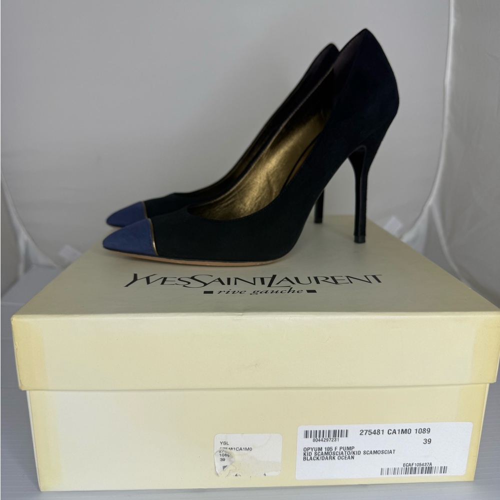 Yves Saint Laurent Rive Gauche suede cap toe heels Euro Size 39, US size 8